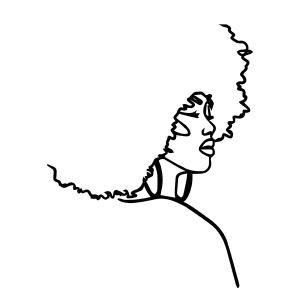 Afro - Line Art Silhouette