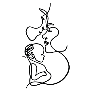 Family Love - Line Art Silhouette