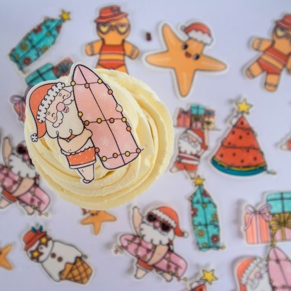 Summer Santa-Wafer Paper Toppers - Image 7